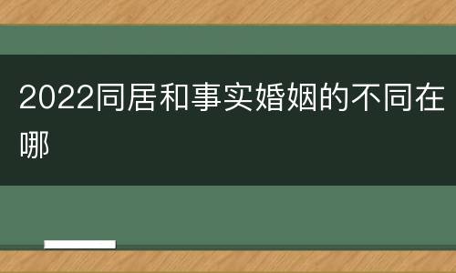 2022同居和事实婚姻的不同在哪