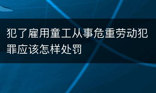 犯了雇用童工从事危重劳动犯罪应该怎样处罚