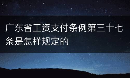 广东省工资支付条例第三十七条是怎样规定的