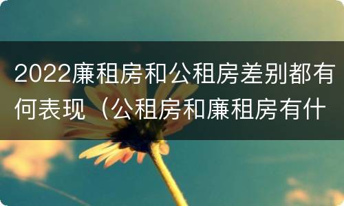 2022廉租房和公租房差别都有何表现（公租房和廉租房有什么区别?2019年的）