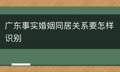 广东事实婚姻同居关系要怎样识别
