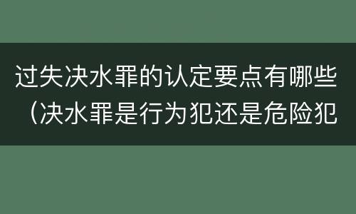 过失决水罪的认定要点有哪些（决水罪是行为犯还是危险犯）