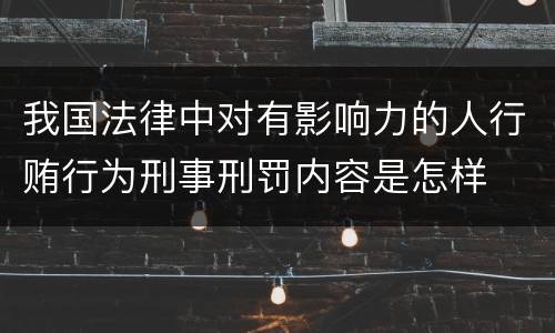 我国法律中对有影响力的人行贿行为刑事刑罚内容是怎样