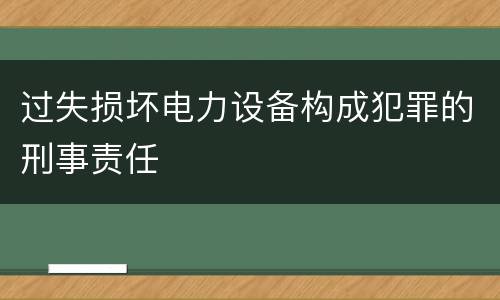 过失损坏电力设备构成犯罪的刑事责任
