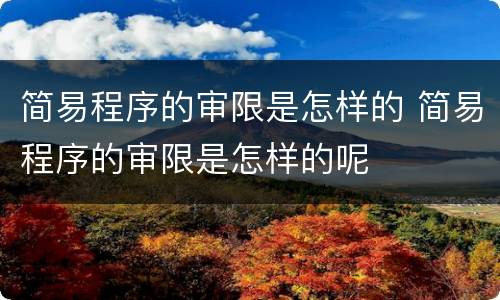 简易程序的审限是怎样的 简易程序的审限是怎样的呢