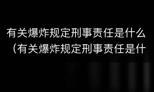 有关爆炸规定刑事责任是什么（有关爆炸规定刑事责任是什么罪）