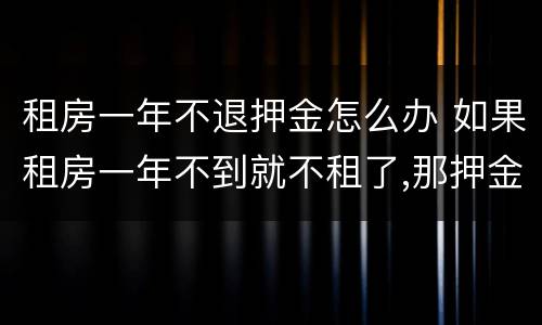 租房一年不退押金怎么办 如果租房一年不到就不租了,那押金有退的吗