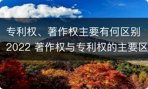 专利权、著作权主要有何区别2022 著作权与专利权的主要区别