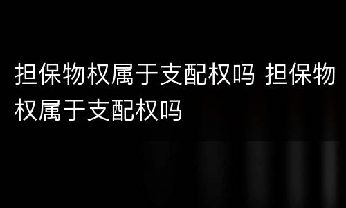 担保物权属于支配权吗 担保物权属于支配权吗