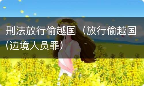 刑法放行偷越国（放行偷越国(边境人员罪）