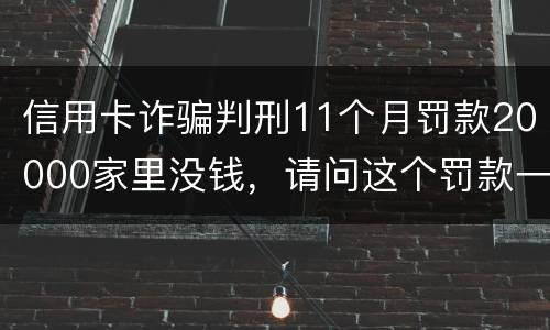 信用卡诈骗判刑11个月罚款20000家里没钱，请问这个罚款一定要还吗