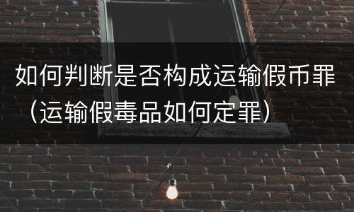 如何判断是否构成运输假币罪（运输假毒品如何定罪）