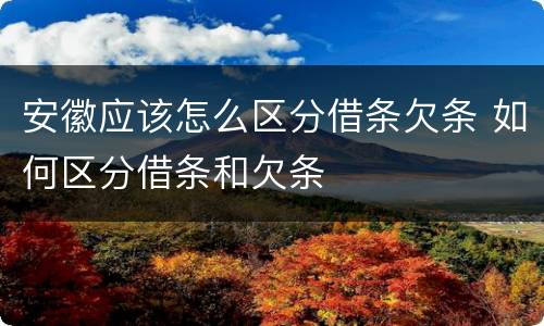 安徽应该怎么区分借条欠条 如何区分借条和欠条