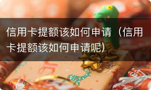 信用卡提额该如何申请（信用卡提额该如何申请呢）