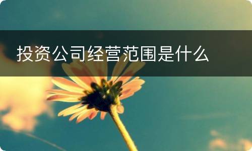  投资公司经营范围是什么