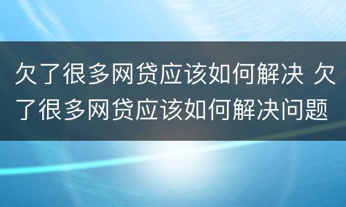 欠了很多网贷应该如何解决 欠了很多网贷应该如何解决问题