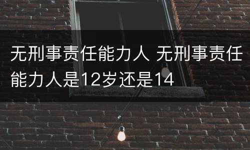 无刑事责任能力人 无刑事责任能力人是12岁还是14