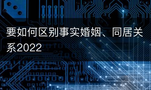 要如何区别事实婚姻、同居关系2022
