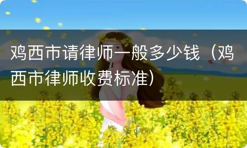 鸡西市请律师一般多少钱（鸡西市律师收费标准）