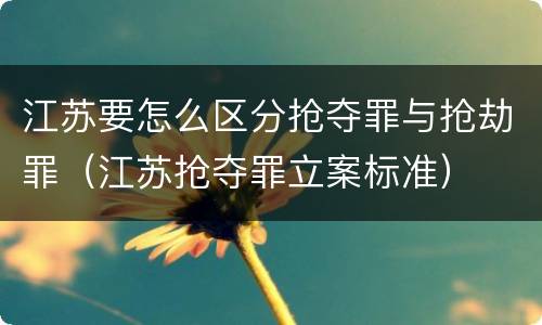 江苏要怎么区分抢夺罪与抢劫罪（江苏抢夺罪立案标准）