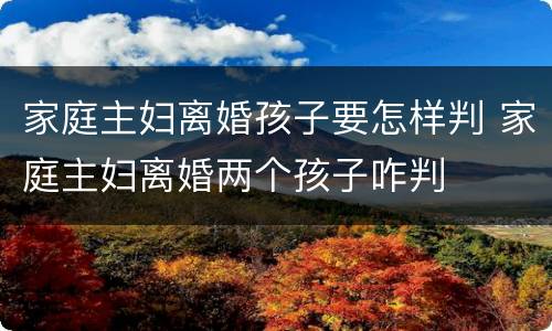 家庭主妇离婚孩子要怎样判 家庭主妇离婚两个孩子咋判