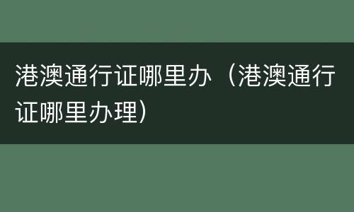 港澳通行证哪里办（港澳通行证哪里办理）