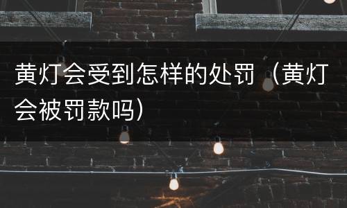 黄灯会受到怎样的处罚（黄灯会被罚款吗）