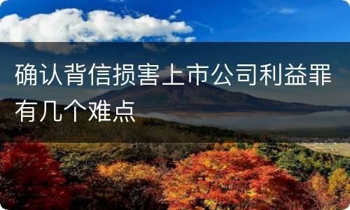 确认背信损害上市公司利益罪有几个难点
