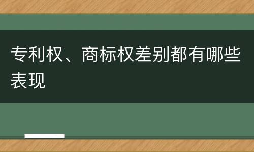 专利权、商标权差别都有哪些表现