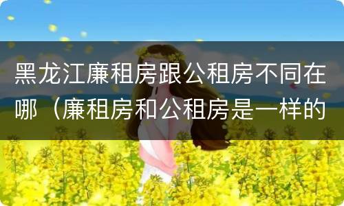 黑龙江廉租房跟公租房不同在哪（廉租房和公租房是一样的吗）