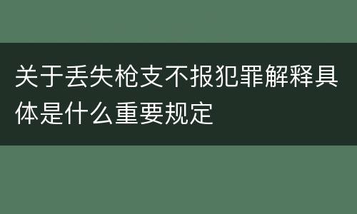 关于丢失枪支不报犯罪解释具体是什么重要规定