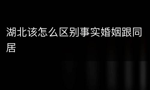 湖北该怎么区别事实婚姻跟同居