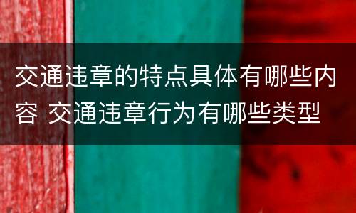 交通违章的特点具体有哪些内容 交通违章行为有哪些类型