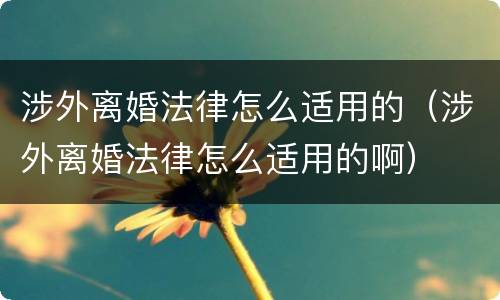 涉外离婚法律怎么适用的（涉外离婚法律怎么适用的啊）
