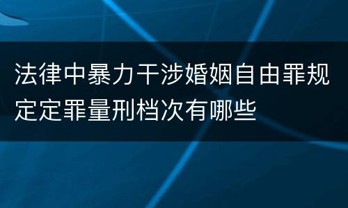 法律中暴力干涉婚姻自由罪规定定罪量刑档次有哪些