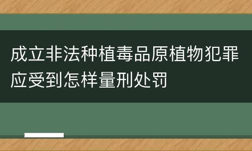 成立非法种植毒品原植物犯罪应受到怎样量刑处罚