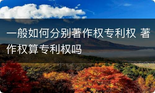 一般如何分别著作权专利权 著作权算专利权吗