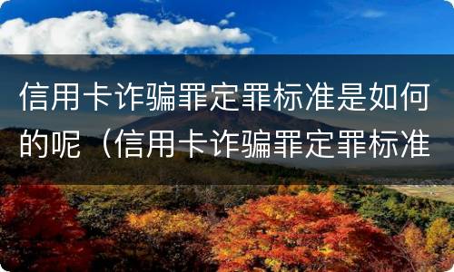 信用卡诈骗罪定罪标准是如何的呢（信用卡诈骗罪定罪标准是如何的呢知乎）