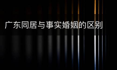 广东同居与事实婚姻的区别