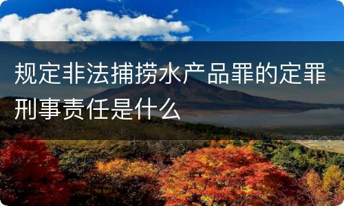 规定非法捕捞水产品罪的定罪刑事责任是什么