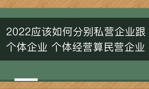 2022应该如何分别私营企业跟个体企业 个体经营算民营企业吗