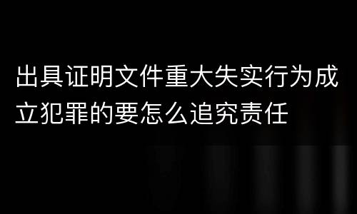 出具证明文件重大失实行为成立犯罪的要怎么追究责任