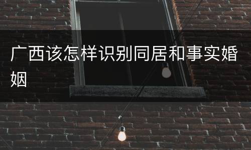 广西该怎样识别同居和事实婚姻
