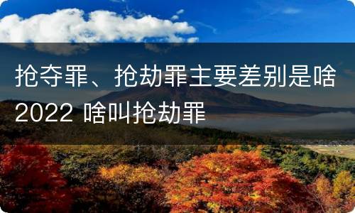 抢夺罪、抢劫罪主要差别是啥2022 啥叫抢劫罪