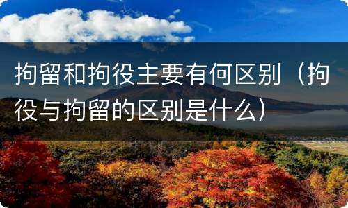 拘留和拘役主要有何区别（拘役与拘留的区别是什么）