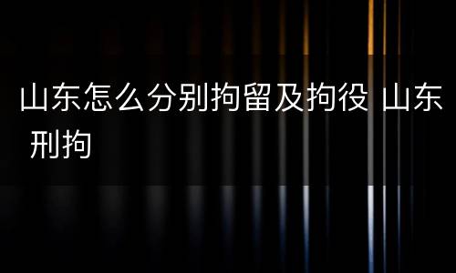 山东怎么分别拘留及拘役 山东 刑拘
