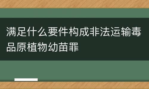满足什么要件构成非法运输毒品原植物幼苗罪