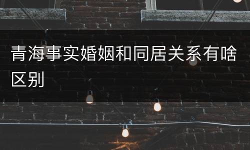青海事实婚姻和同居关系有啥区别