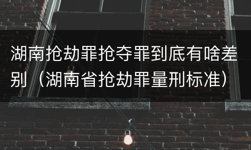 湖南抢劫罪抢夺罪到底有啥差别（湖南省抢劫罪量刑标准）