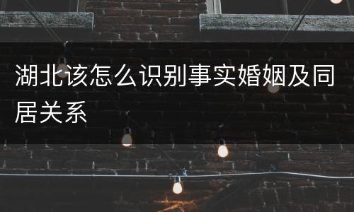 湖北该怎么识别事实婚姻及同居关系